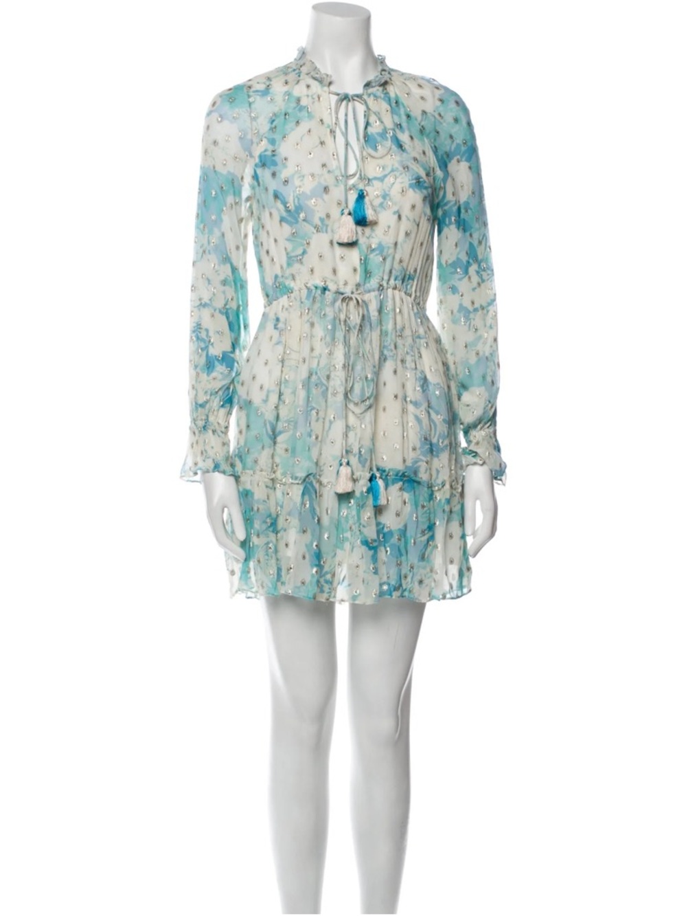 HEMANT & NANDITA Floral Georgette METALLIC MINI DRESS Size Small - Picture 10 of 16